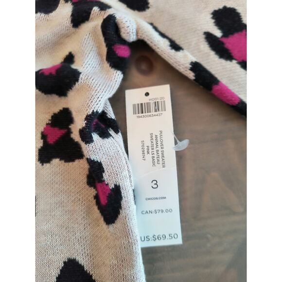 CHICO'S Sweater Women's XL Tan animal Print Long Sleeve Pullover Soft Knit ; - Picture 12 of 13